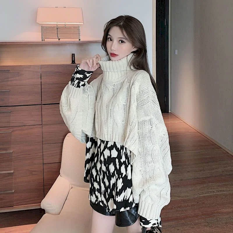 

New Autumn Spring Turtleneck Sweater Women Pullover Loose Long Sleeve Jersey Female Clothing