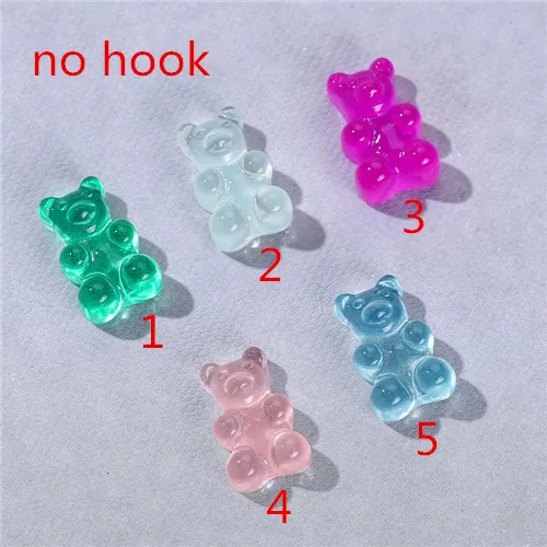 20 штук 10*17 мм сверкающие сладкий Gummy медведя градиентная расцветка; Высота полимерные Стразы плоские с оборота Кабошоны, Чарующее ювелирное головные аксессуары для волос - Цвет: no hooks