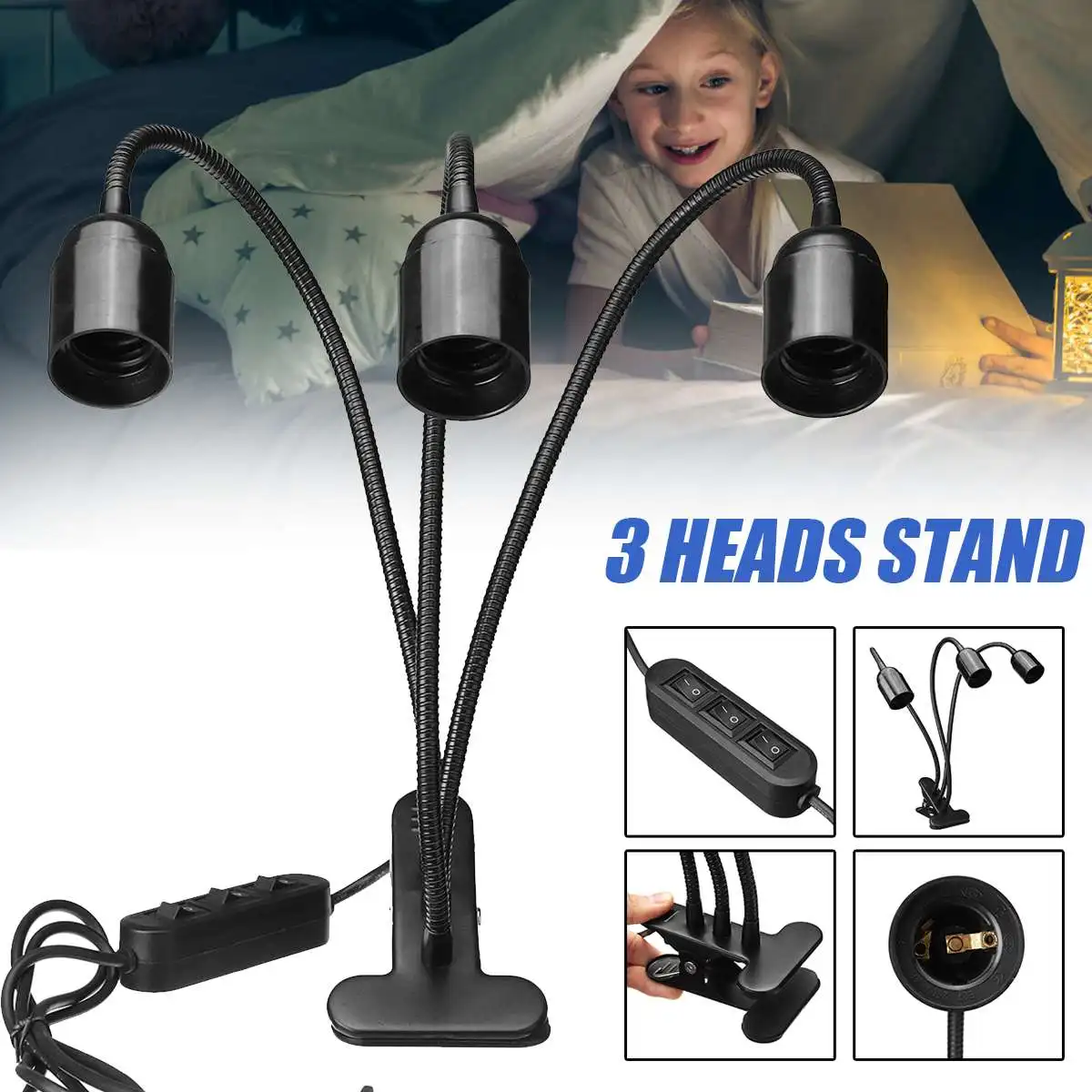 Гибкий Светильник для роста растений Базовая подставка 3 головки прикрепляемый