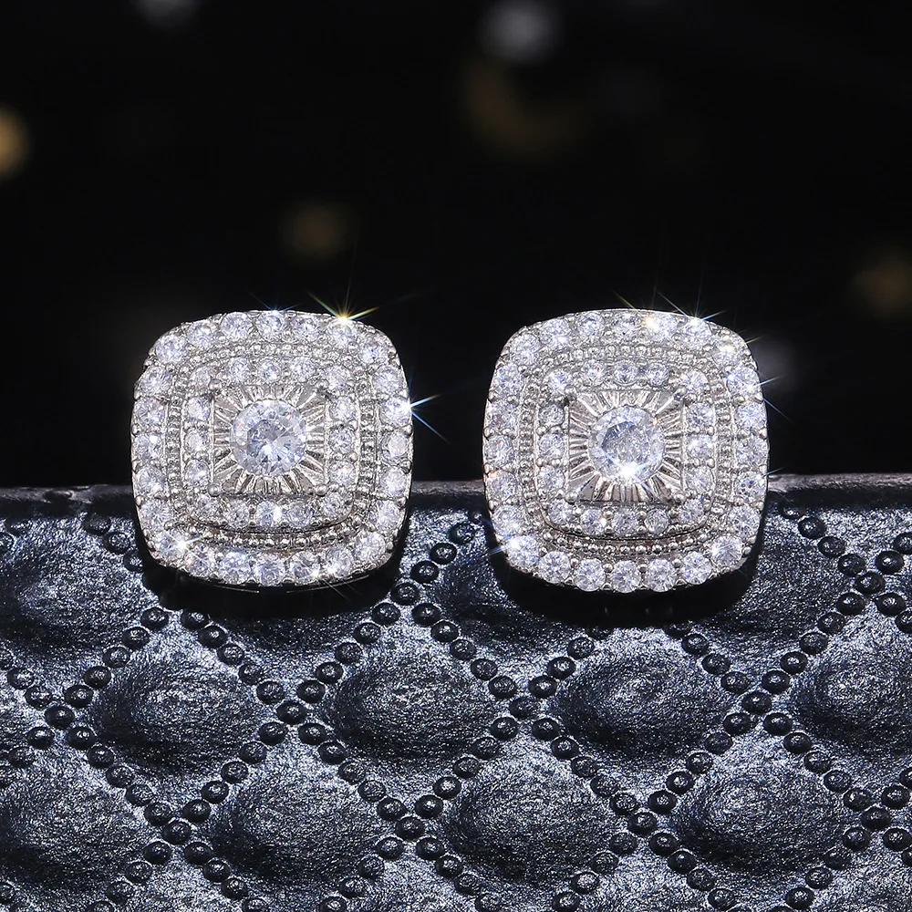

Luxury White Cubic Zircon Stud Earrings Silver Color Shiny CZ Accessories For Women Wedding Party Delicate Jewelry Gift K5C326