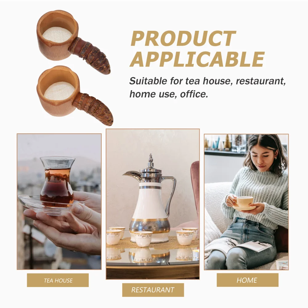 

2Pcs Bamboo Handle Tea Strainers Practical Tea Infusers (Assorted Color)