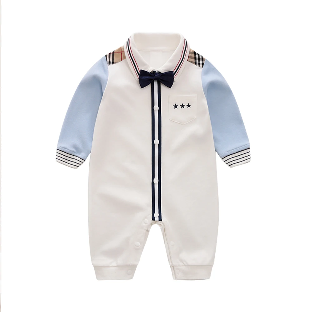 

YiErYing Baby Casual Romper Boy gentleman Style Onesie for Autumn Baby Jumpsuit 100% Cotton