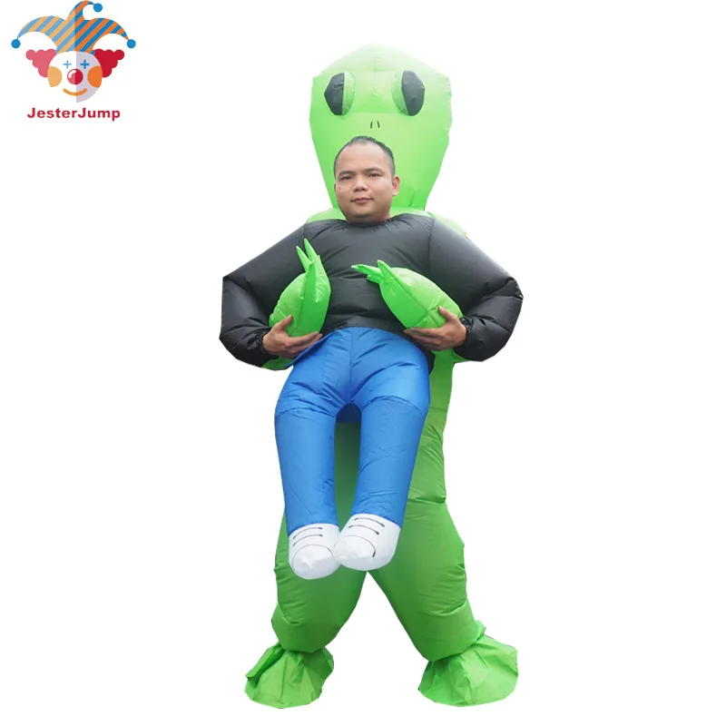 Надувной костюм монстра страшный зеленый талисман инопланетянина карнавальный