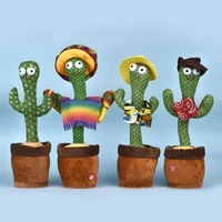 dancing cactus talking cactus stuffed plush toy electronic toy with song plush cactus potted toy early education toy for kids