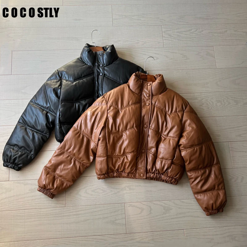 Зимние плотные теплые короткие парки женские модные черные пальто из