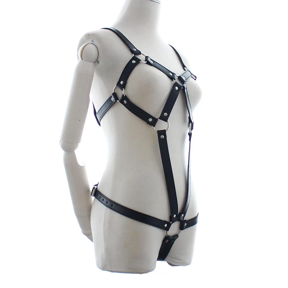 Сексуальное женское бикини из искусственной кожи с ремешком без чашечек боди