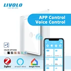 LIVOLO Британский Стандартный Zigbee 2 способа перекрестный настенный сенсорный светильник переключатель, Smart Google Home голосовое Управление, закаленное стекло Панель