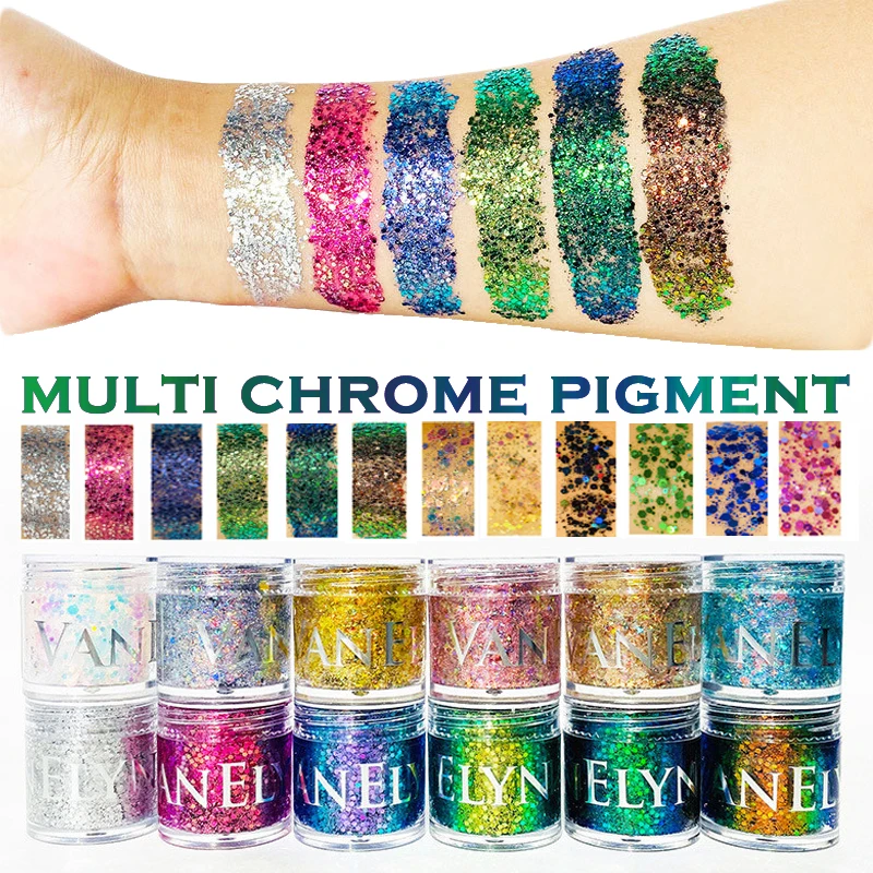 Блестящий пигмент хамелеон с блестками блестящие Хамелеон тени для век много