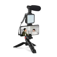 tripod holder for vlogging photography smartphone video kit microphone led light recording handle stabilizer bracket