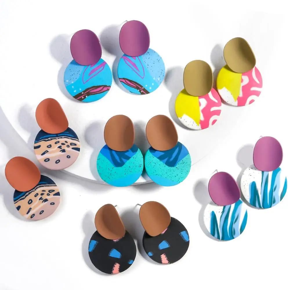 Женские круглые серьги-подвески Lifefontier корейские серьги с геометрическим узором