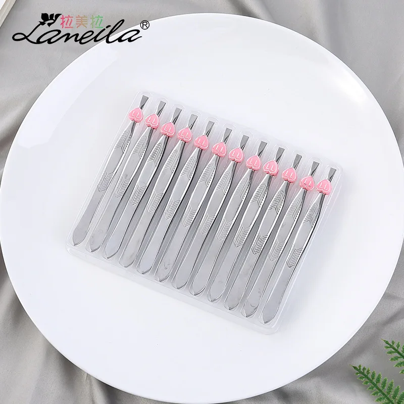 12PcsEyebrow Пинцет из нержавеющей стали плоскогубцы тянуть щипцы для бровей Усы тянет