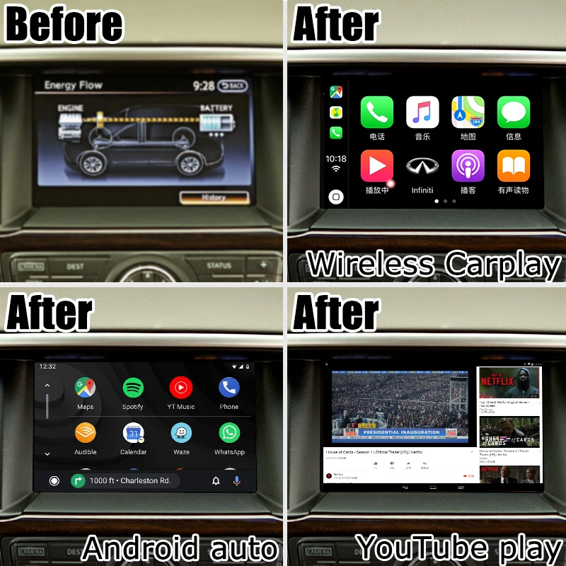 Интерфейсная коробка Carplay для Nissan Pathfinder R52 2012 2020 с муранским патрулем Elgrand 370z Android