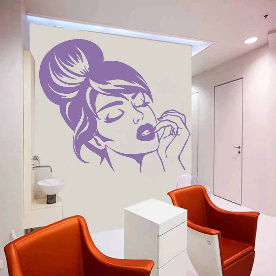 

Vinyl Beauty avatar Wall Decals For Women Beauty Salon Barber Shop Spa Home Livingroom Decoration Removable Stickers HY2032