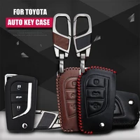 lunasbore cow leather car key pack cover key case holder shell keychain key shell accessories for toyota 14 corolla 13 rav4