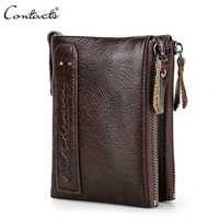 contacts hot genuine crazy horse cowhide leather men wallet short coin purse small vintage wallets brand high quality designer