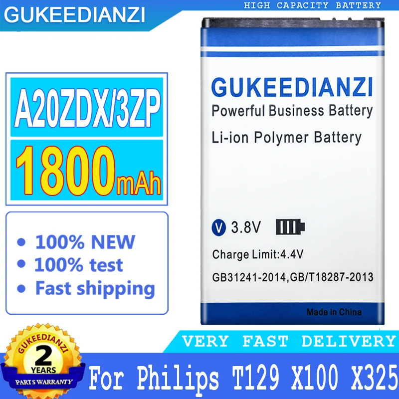 

Аккумулятор 1800 мА · ч, аккумулятор GUKEEDIANZI A20ZDX/3ZP, для Philips Xenium T129, X100, X325