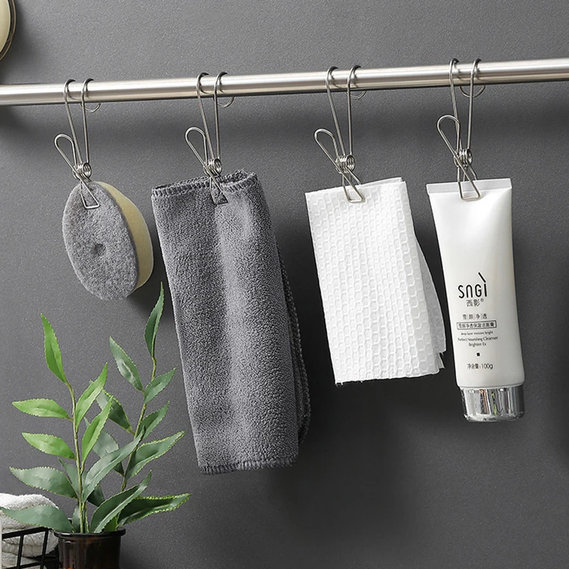 

10Pcs Multipurpose Stainless Steel Clips Clothes Pins Pegs Holders Clothing Clamps Sealing Clip Household Clothespin