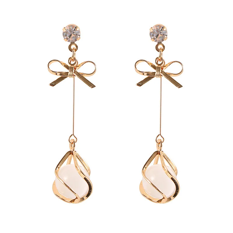 

Korean Butterfly Knot Earrings For Women 925 Sterling Silver Long Chain Pearl Earring 2021 Fanshion Jewelry Accessorice