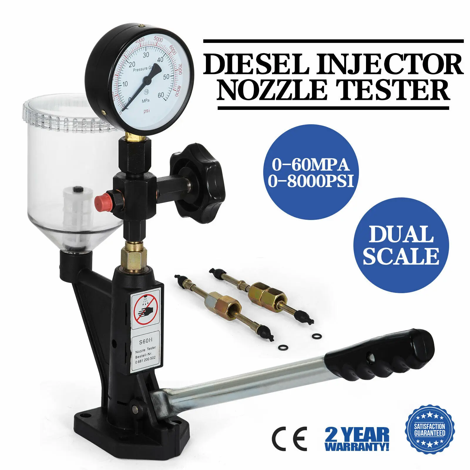 Accurate diesel burst pressure dual scale tester range 600-8000 PSI BAR injector nozzle | Бытовая техника