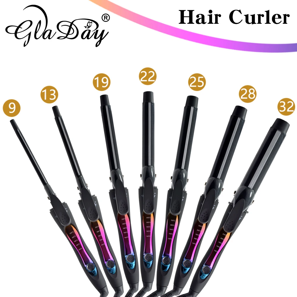 Керамические щипцы для завивки волос 9 мм профессиональные с двойным