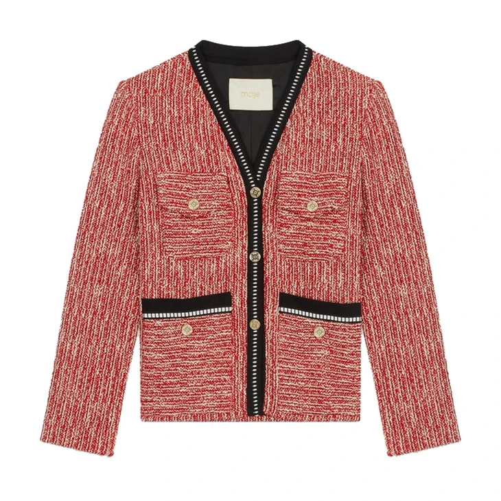 Женское твидовое пальто AOTEMAN элегантное приталенное в клетку с длинным рукавом