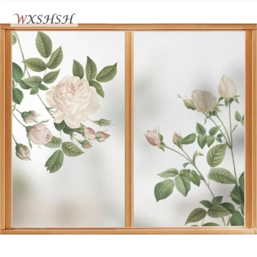 

Статическая липкая оконная пленка по индивидуальному размеру, узор розы, домашний декор, частная Водонепроницаемая стеклянная наклейка дл...