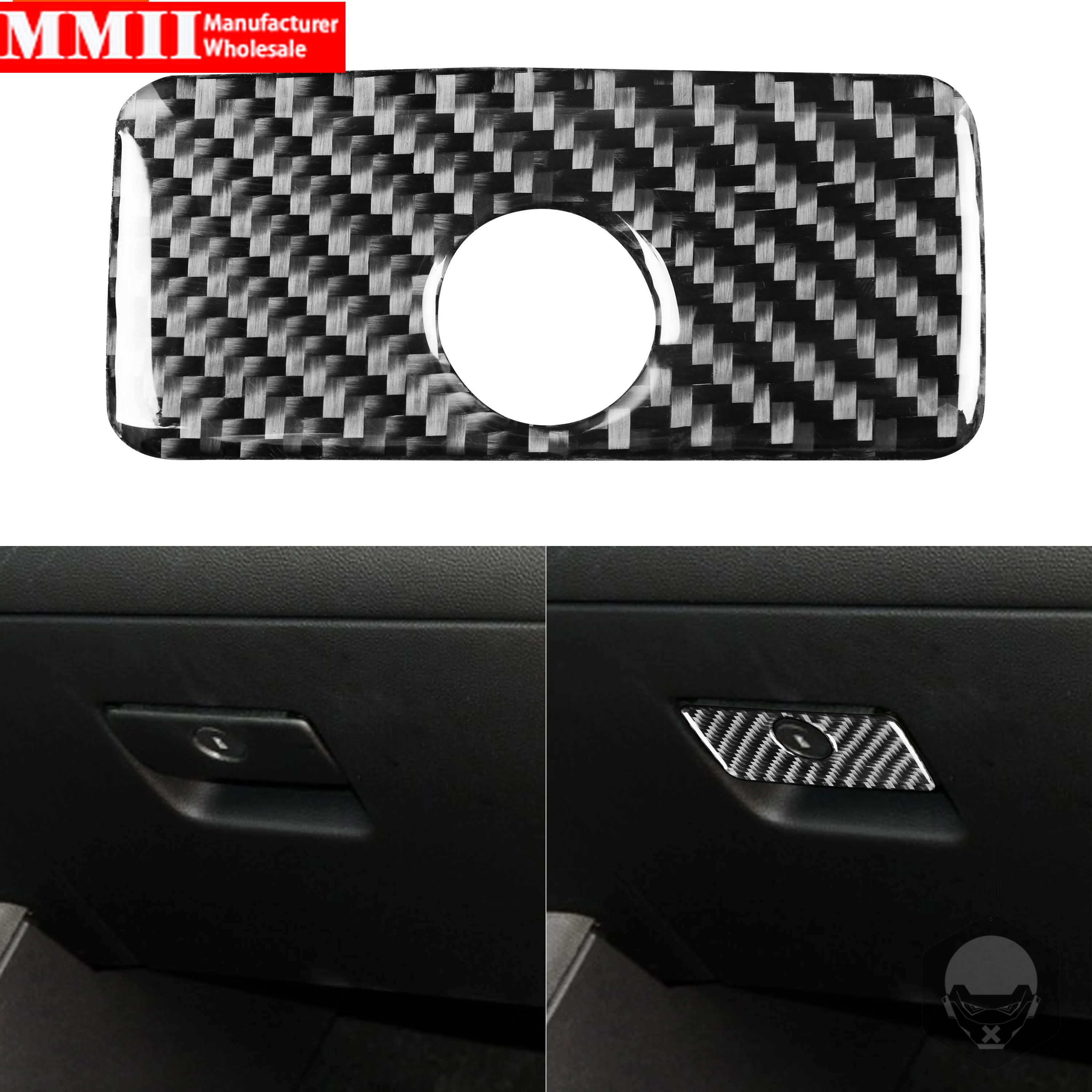 

For Chevrolet Camaro 2010-2015 Black Color Carbon Fiber Sticker Co-Pilot Glove Storage Box Handle Cover Interior Car Accessories