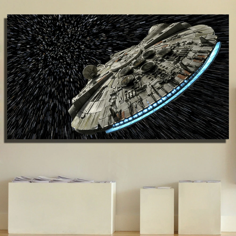 Космический корабль Wall Art звездочки Wars живопись на холсте фильм Плакаты