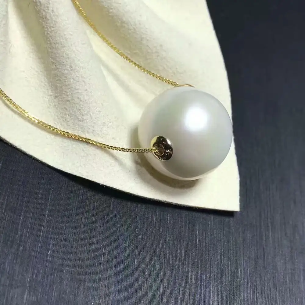 Miglior Collana Con Pendente Di Perle Bianche D'acqua Dolce Rotonde Naturali 14MM 18 Pollici Oro Argento 925