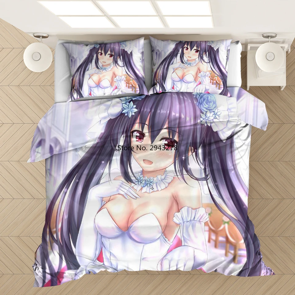 

Japan Anime DATE A LIVE 3D Printed Bedding Set Duvet Covers King Size Pillowcases Comforter Bedding Set Bedclothes Bed Linen