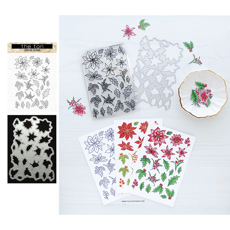 

Blooming Flower Leaves Metal Cutting Dies and Clear Rubber Stamps Scrapbooking Stencil DIY Album Make Template Decor Model Craft