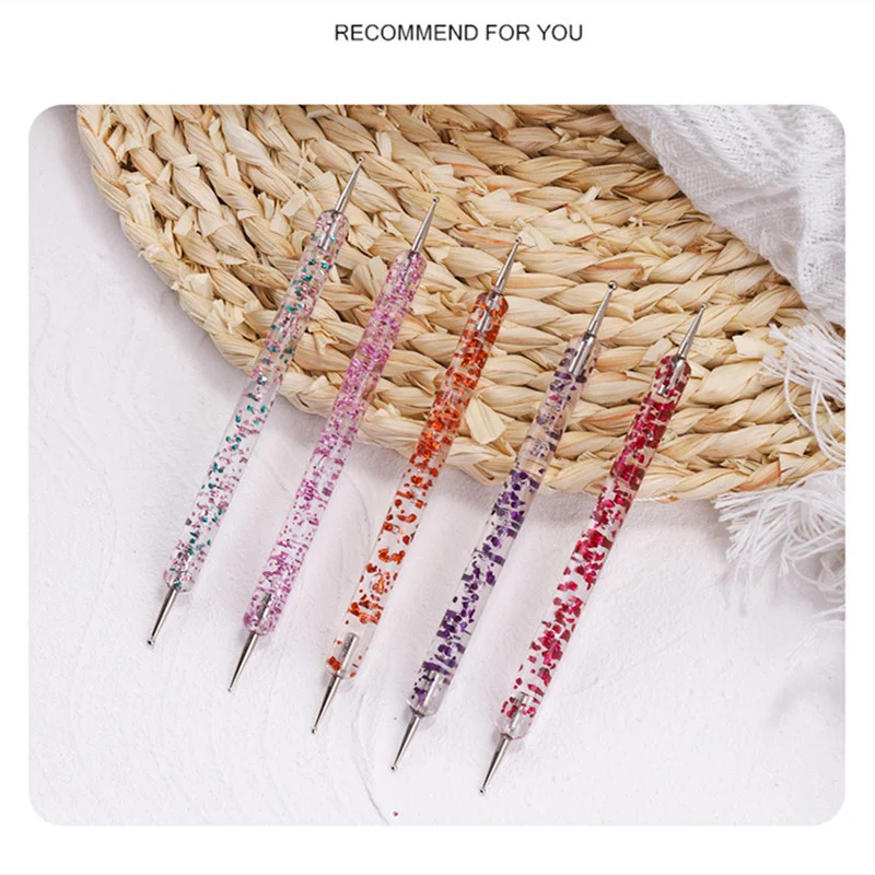 

5Pcs/Set Nail Art Dotting Pen Tool for Nails Designs Dual-ended Drawing Painting Rhinestones 2 Way Brush Salon Manicure Tools