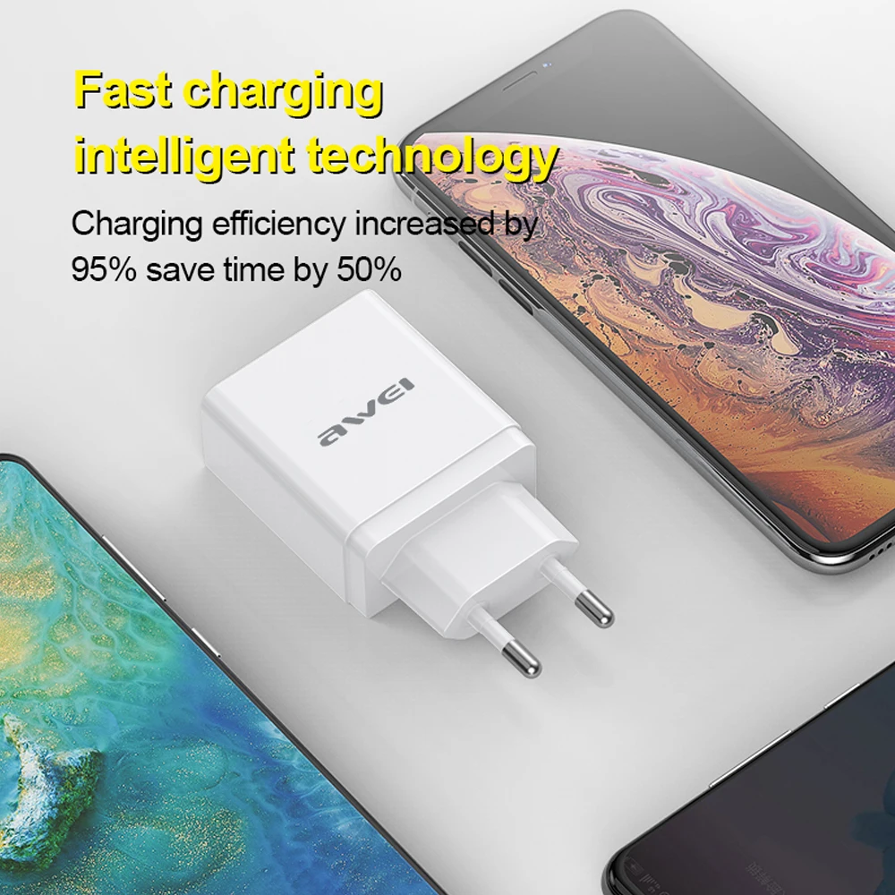 

Awei Quick Charger USB C Charger 18W PD 3.0 QC 3.0 Support Type C PD Fast Charging Portable Phone Charger For iPhone For HUAWEI
