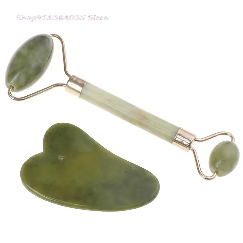 

Natural guasha facial jade roller face thin+body gua sha board massager tool set