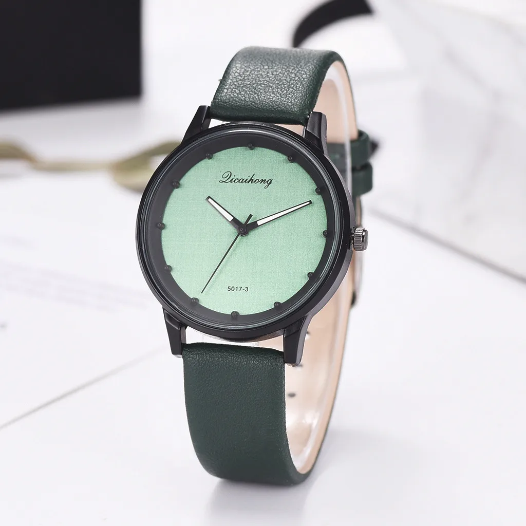 Модные Простые женские часы с принтом монохромные кожаным ремешком повседневные