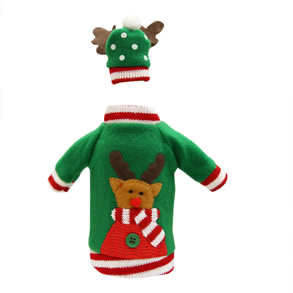 Рождественский свитер крышка для бутылки вина с вышивкой светло коричневый на