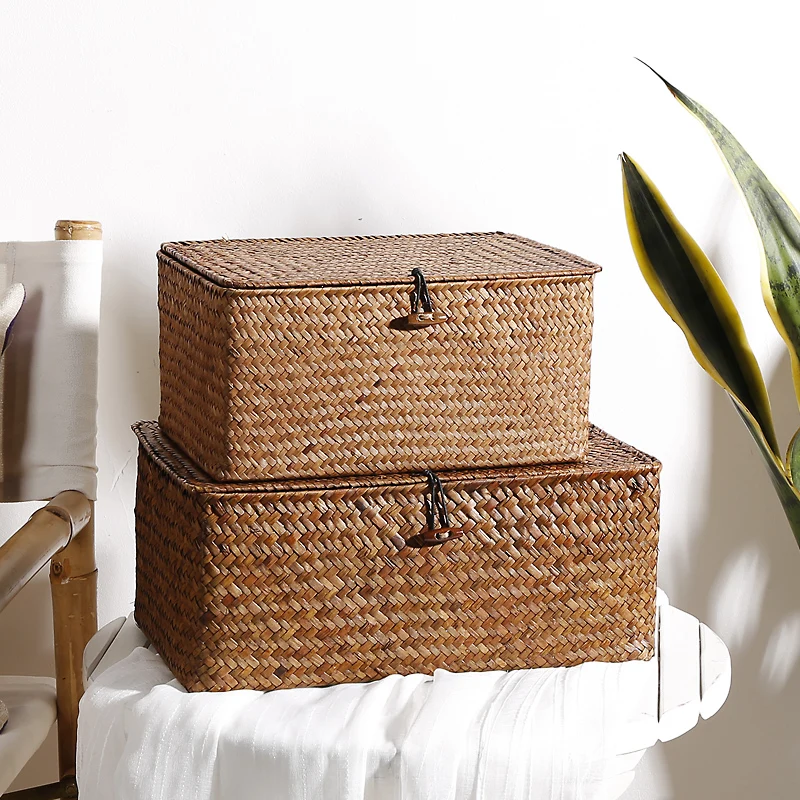 Коробка для хранения соломы плетеная коробка ручная работа|Коробки и ящики