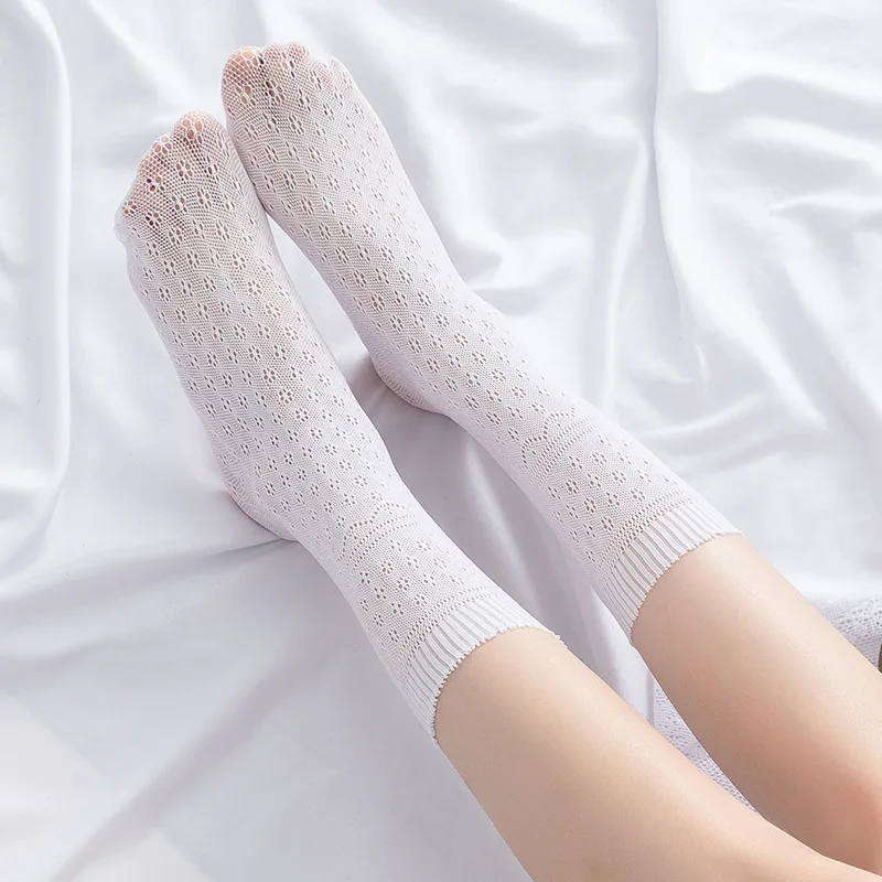 

New fashion women sock Black white hollow stocking Lolita style for girls sunflower design in spring and summer