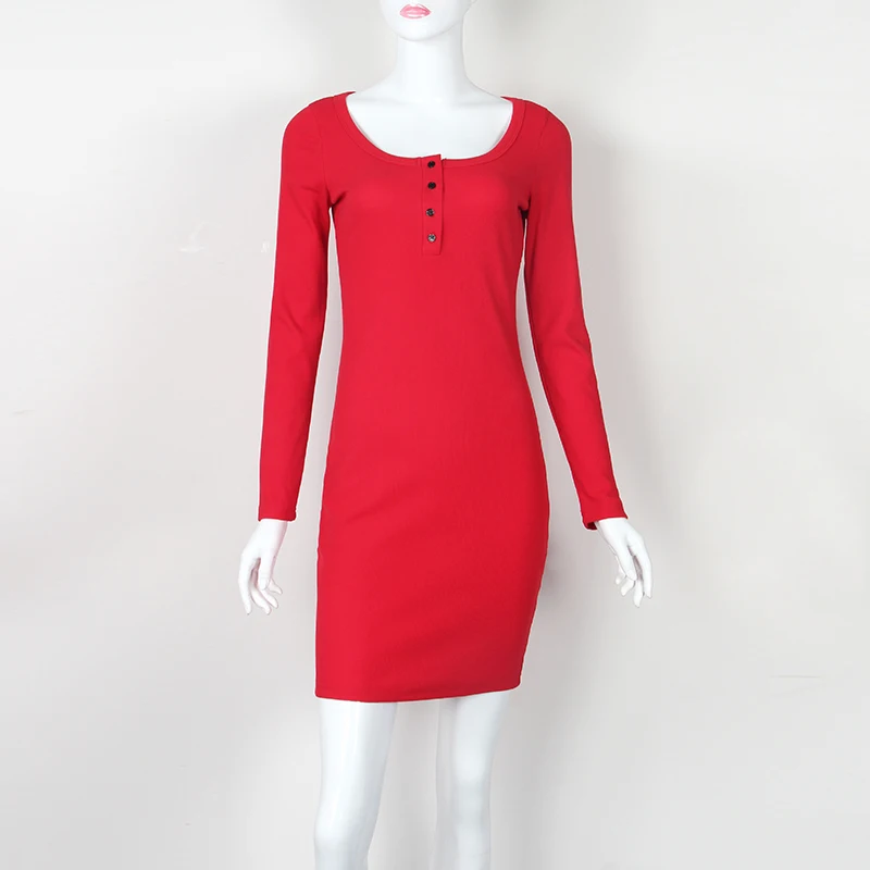 M0047 Red Красное платье, вечерние, сексуальные, тонкие, на пуговицах, платье, посылка, для женщин, для клуба, осень, вязанное, карандаш, офисное платье, бодикон, женское платье, PL737G - Цвет: M0047 Red