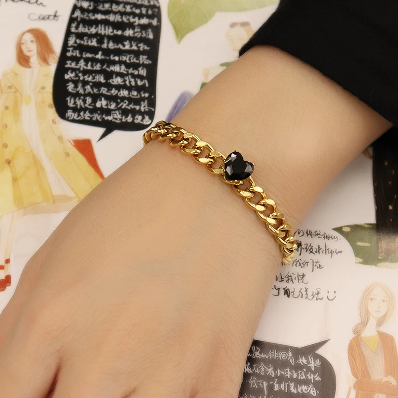 Толстый Браслет в стиле панк из кубинской кожи браслет форме сердца нержавеющей