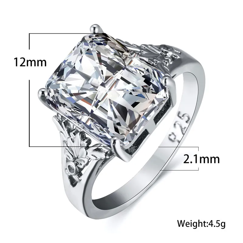 Роскошное женское и мужское кольцо с квадратным кристаллом в винтажном стиле