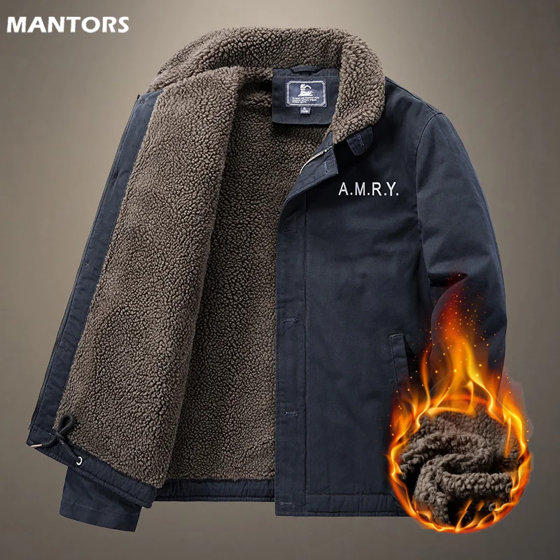 

2022 Mens Jacket Fleece Coat Cotton Thick Warm Jacket Male Autumn Winter Windproof Mens Clothes Casual Fshion Lapel Jacket