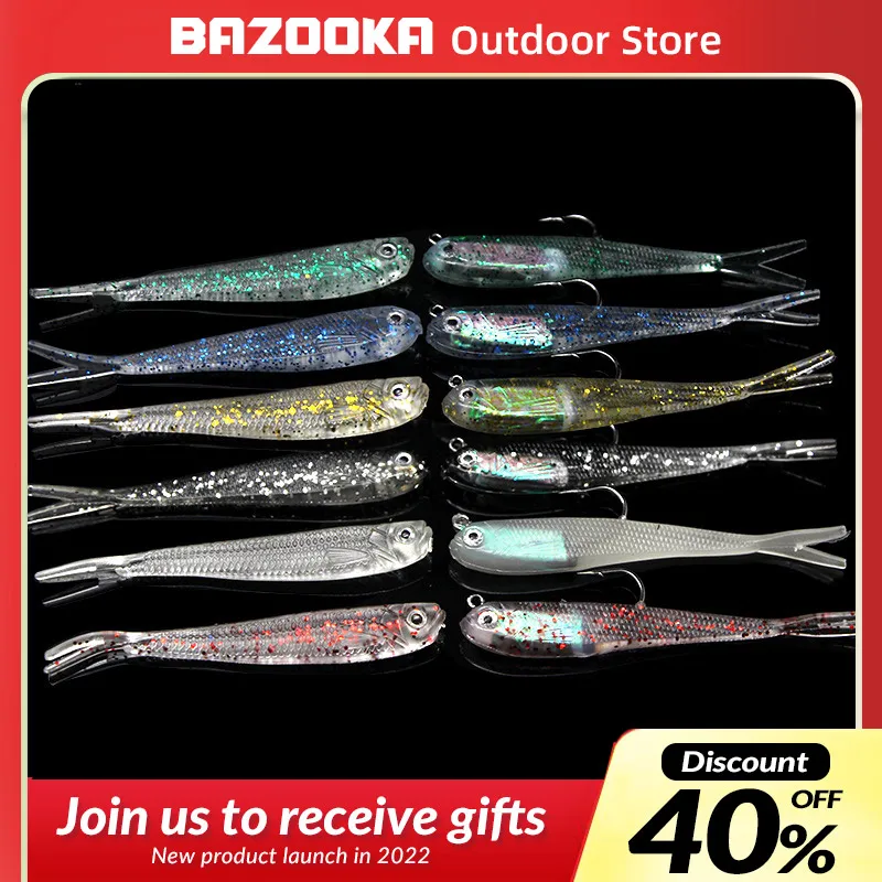 

Bazooka Soft Lure Jig Fishing Jighead VIB Bait Fork Tail Silicone Sinker Saltwater Wobblers Artificial Tackle Hook Lead Winter