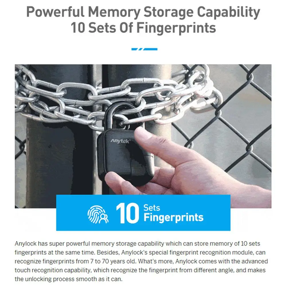 

AMYGOJJ Smart IP65 Waterproof Fingerprint Door Lock Safe USB Charging Anti Theft Lock Home Security Safety