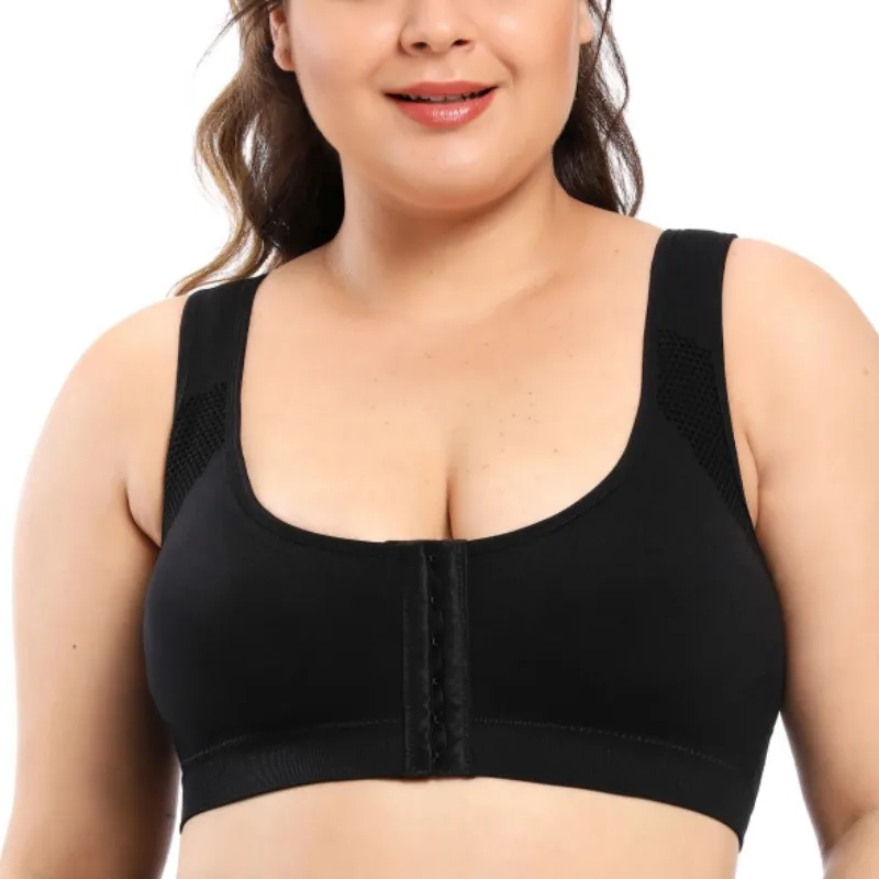 

Fashion Large Size Front Open-breasted Sports Bra Running Fitness Wire Free Sports Vest