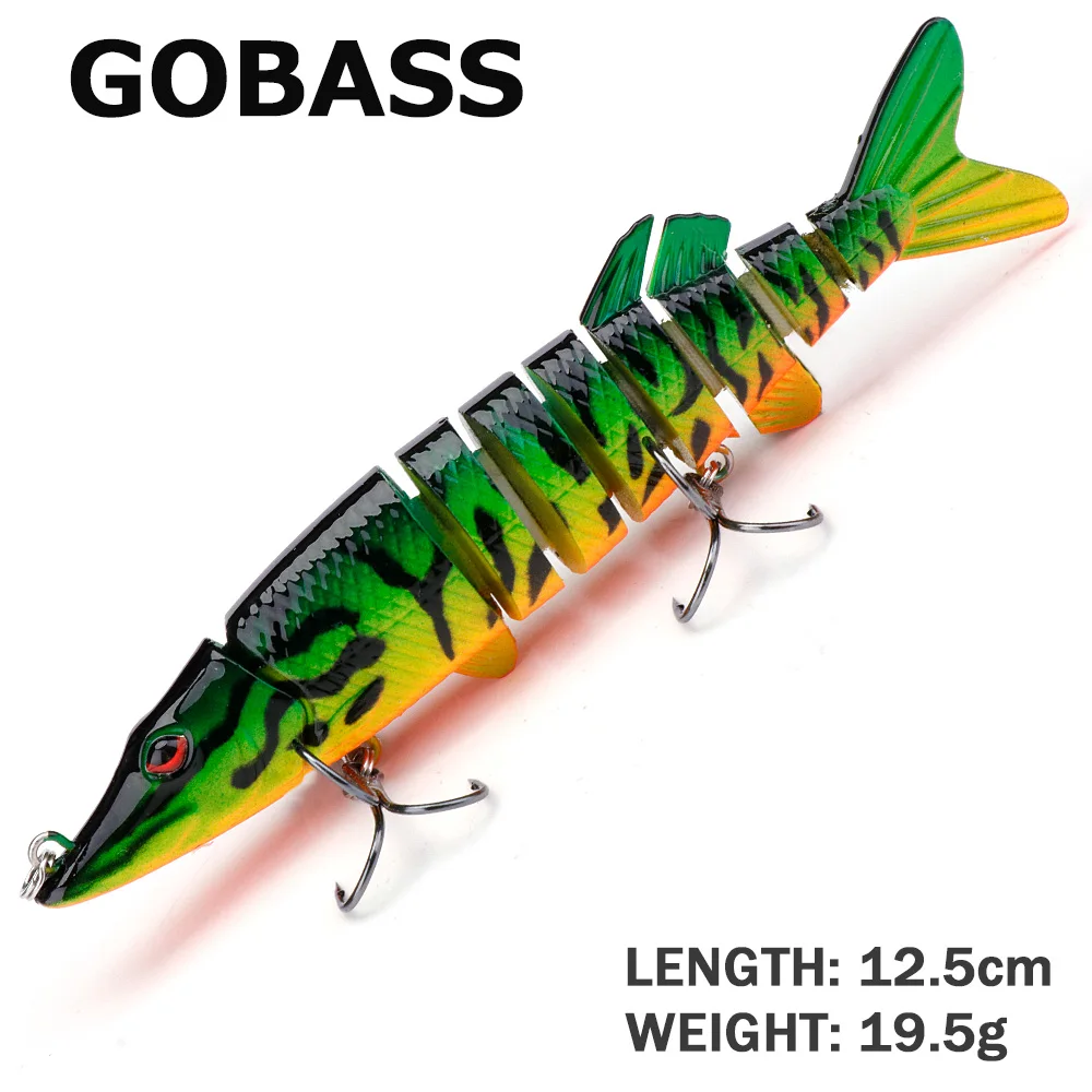 

GOBASS Trolling Wobblers For Pike Fishing Lure 125mm Summer Jointed Jerkbait Artificial Fishing Tackle Rotating Sinking Swimbait