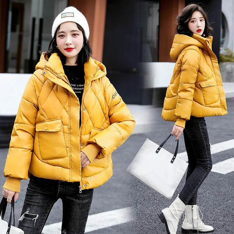 

Свободное короткое пузырьковое пальто, женские толстые парки с капюшоном, модель 2021 года, пуховик в Корейском стиле, зимняя модная куртка-пу...