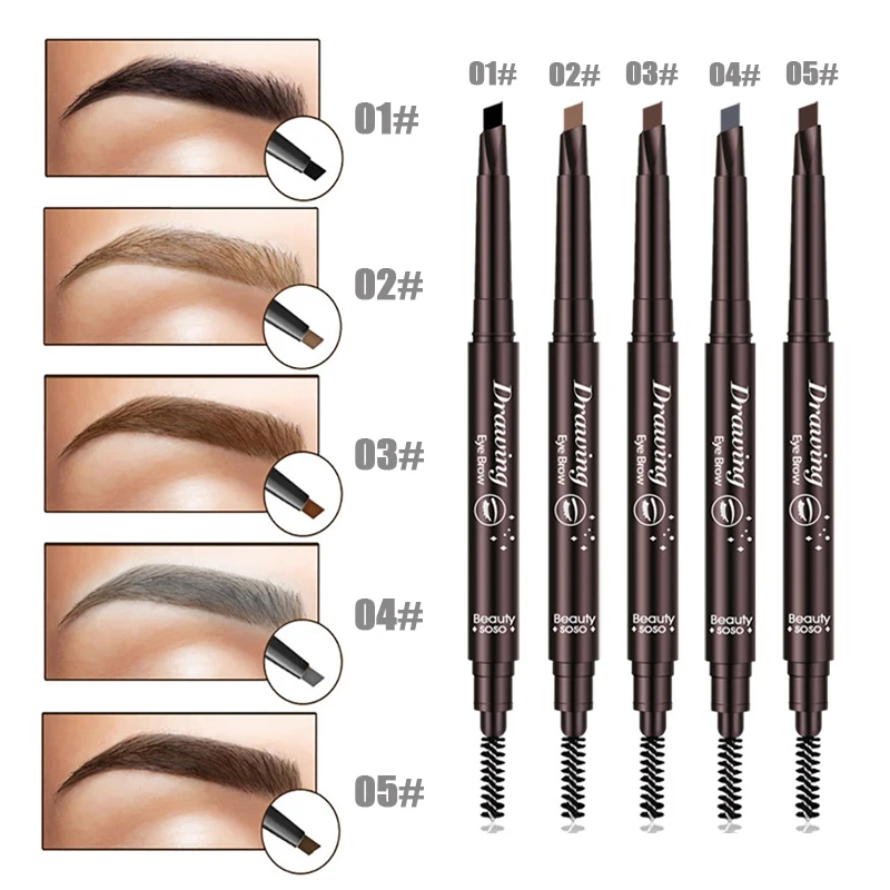 Карандаш для бровей водостойкий черно коричневый тинт макияжа глаз натуральная