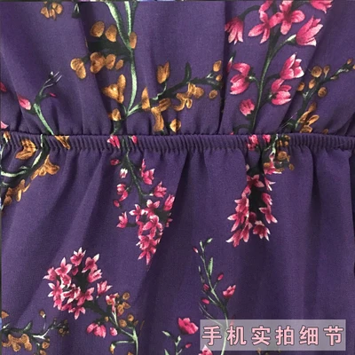 Женское шифоновое платье с длинным рукавом приталенное цветочным принтом в