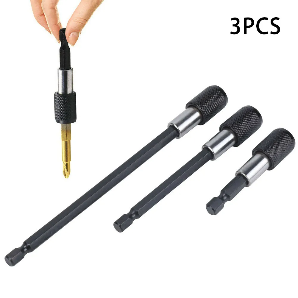 

3Pcs 1/4" Hex Shank Quick Release Screwdriver Magnetic Bit Holder 60/100/150mm Screwdriver Extension Bar